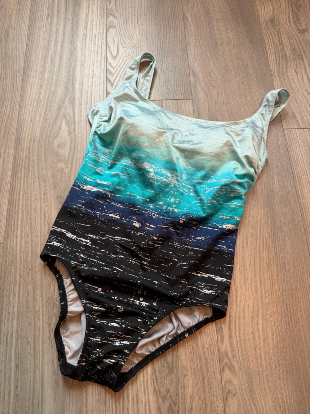 Inches Away Ombre Slimming One Piece Swimsuit - Blue & Black | Tummy Control |12